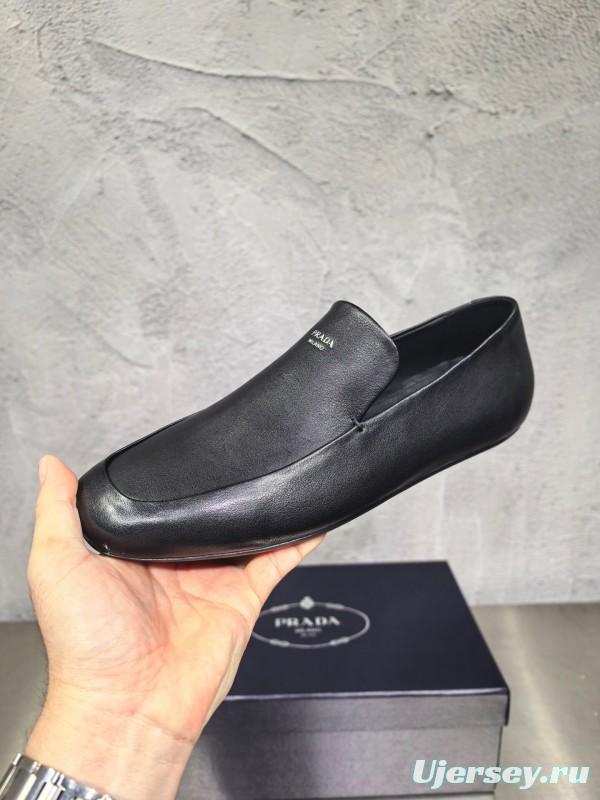 Prada Shuffle Monk Loafers Classic Retro Men's Leather Shoes - AS00380