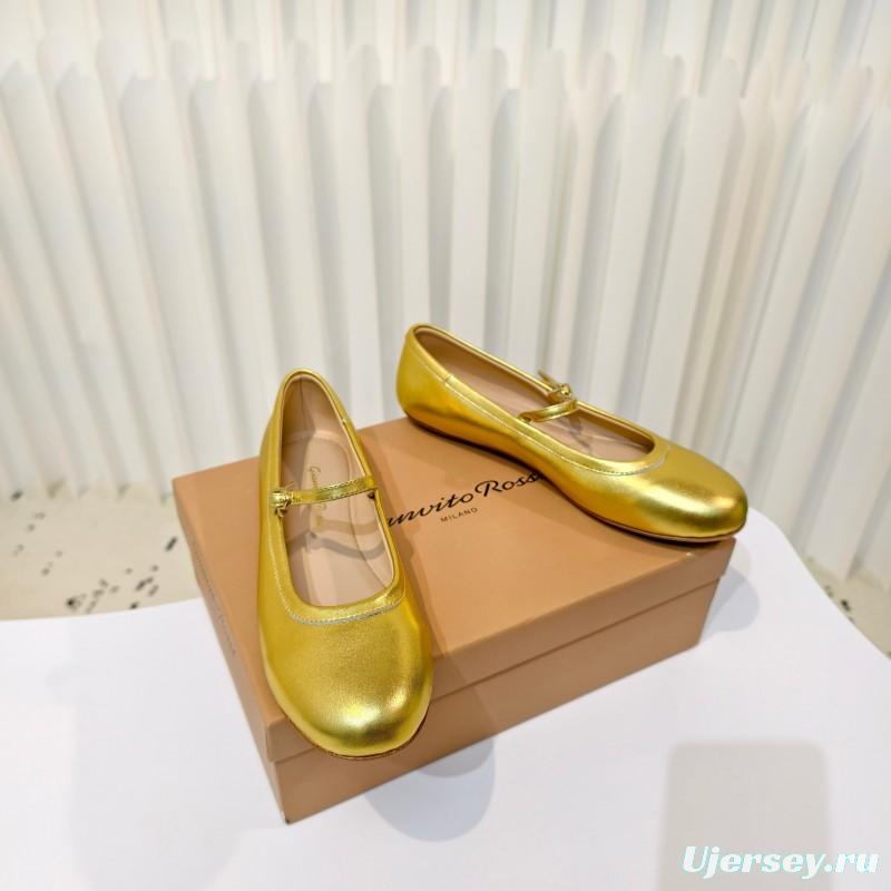 Gianvito Rossi Bohemian Style Flat Ballet Shoes with Simple Buckle Strap - LY00310