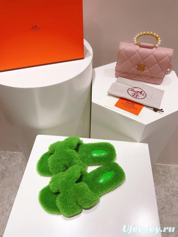 H Teddy Wool H Slippers Flat Sole Winter Edition - LY00240