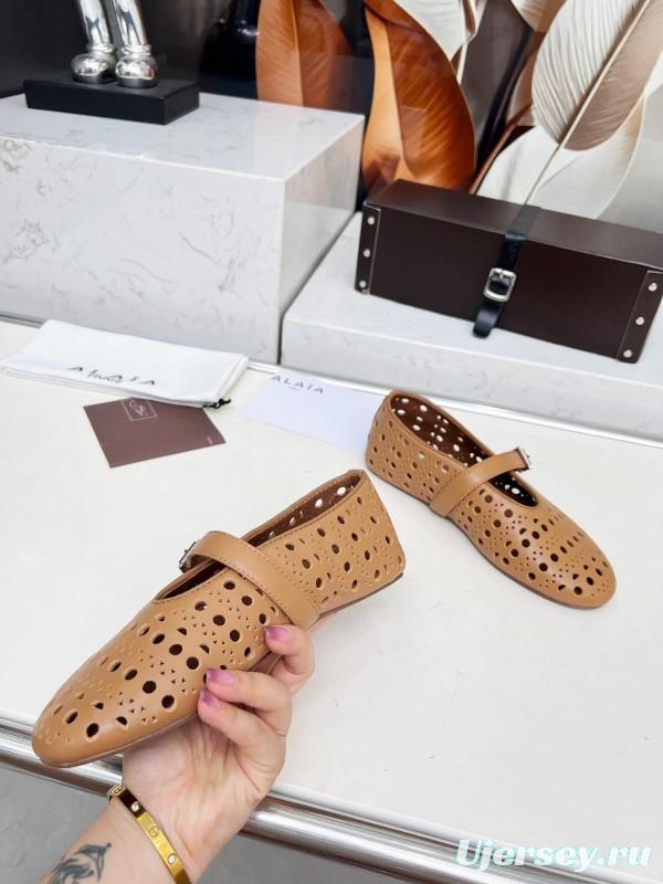 Alaia 2025/SS Perforated Ballet Flats - LY00320