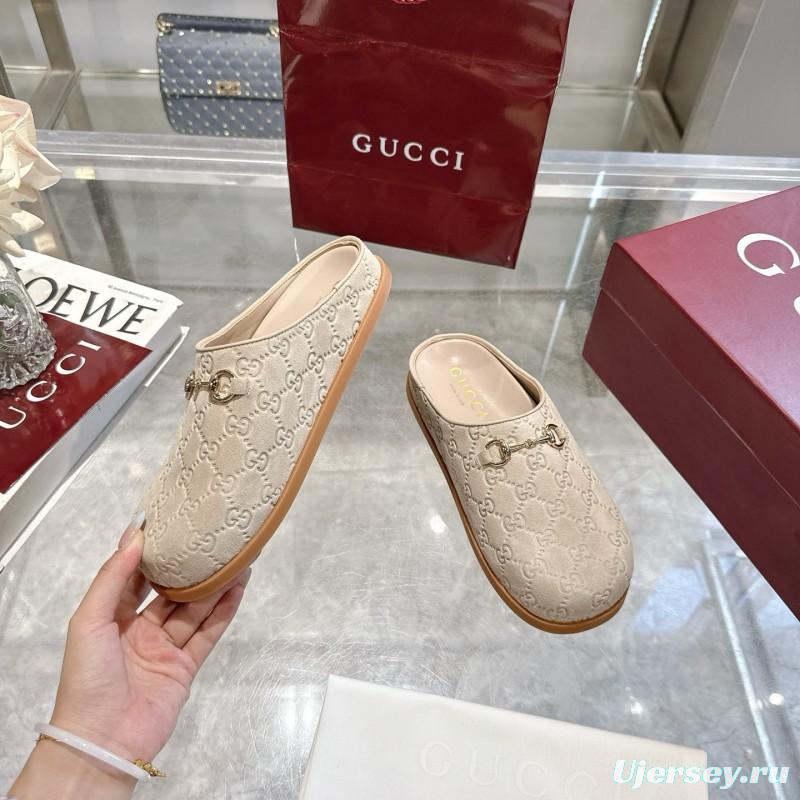 Gucci Camel Suede Horsebit Women's Barefoot Mules - LY00240