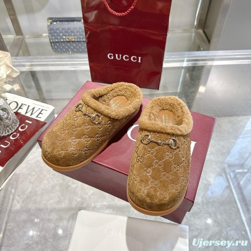 Gucci 2025 SS Autumn Winter New Suede Leather Horsebit Detail Women Wool Loafers - LY00260