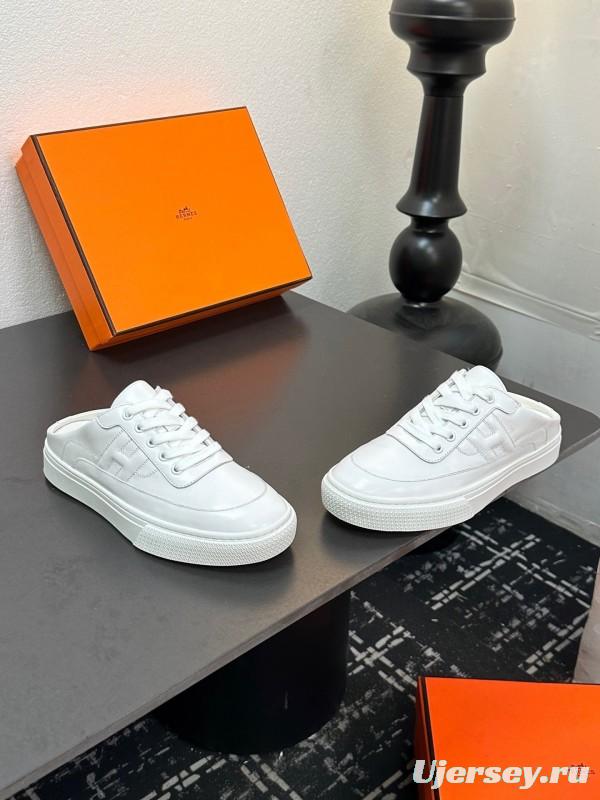 Hermès Deep Series Couple White Sneakers Casual Skate Shoes - AS00320