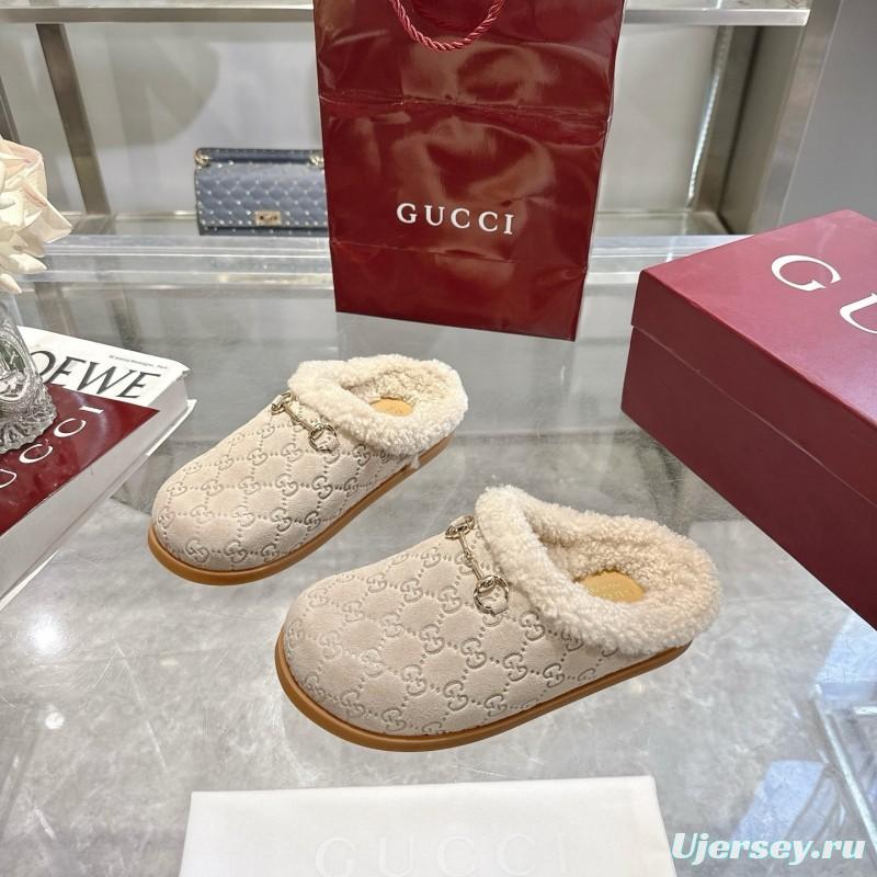 Gucci 2022/SS Women's Suede Leather Horsebit Wool Loafers - LY00260