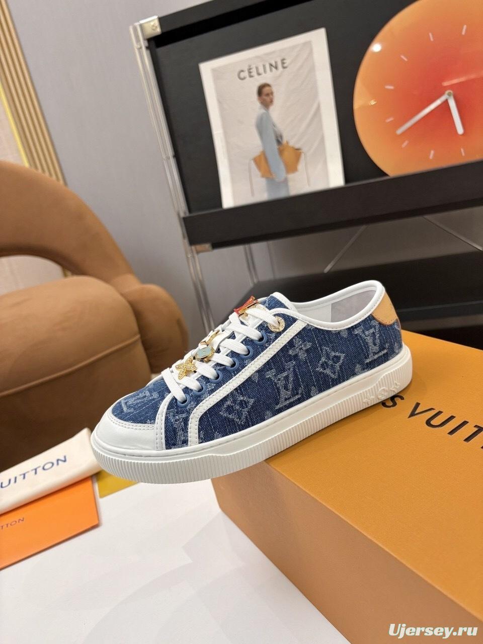 Louis Vuitton Lagoon Series Monogram Denim Sneakers with Leather Accents - AS00300