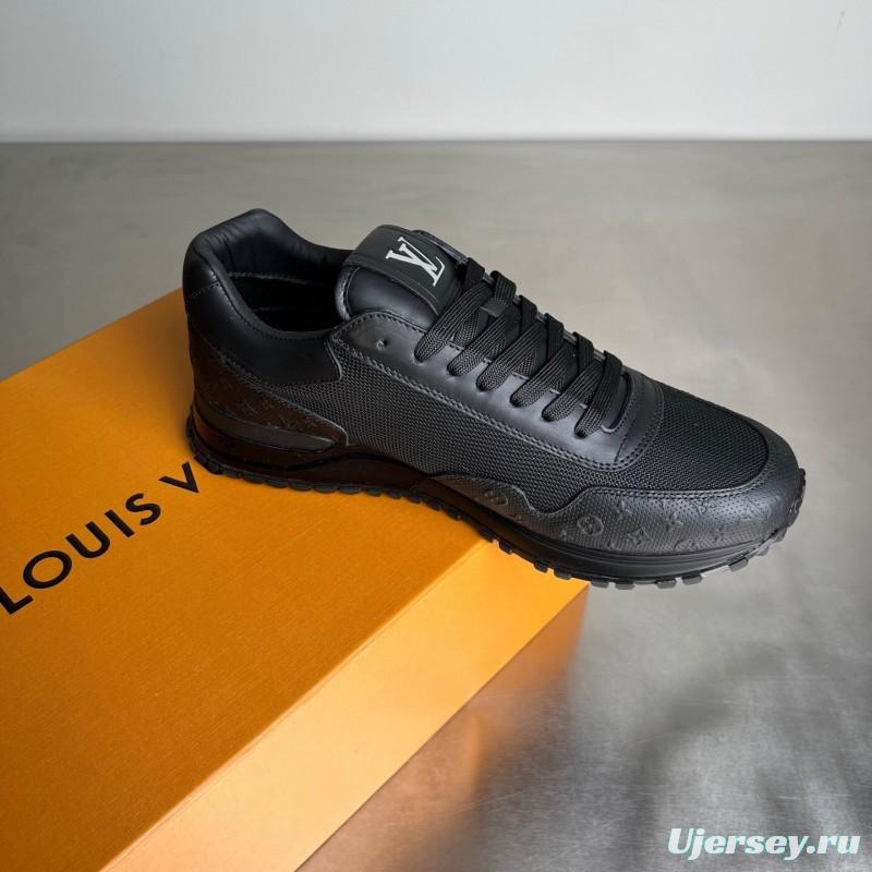 Louis Vuitton 2025 SS Run Away Calfskin Leather Round Toe Lace-Up Low Top Casual Lifestyle Shoes for Men - YC