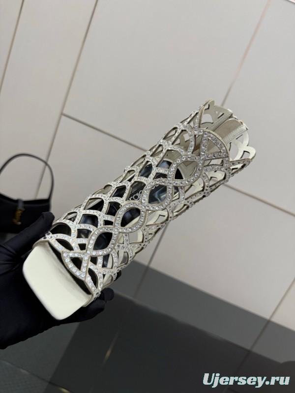 Sergio Rossi Mermaid Sandals 2025 SS Collection Elegant Fishnet High Heels - KFY00470