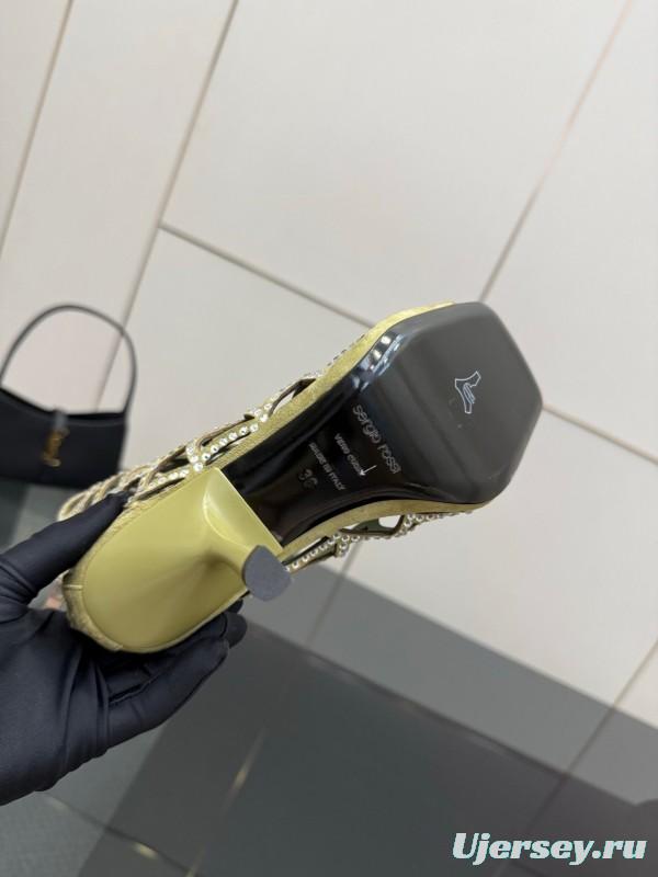 Sergio Rossi Mermaid Sandals 2025 SS Collection Elegant Fishnet High Heels - KFY00470