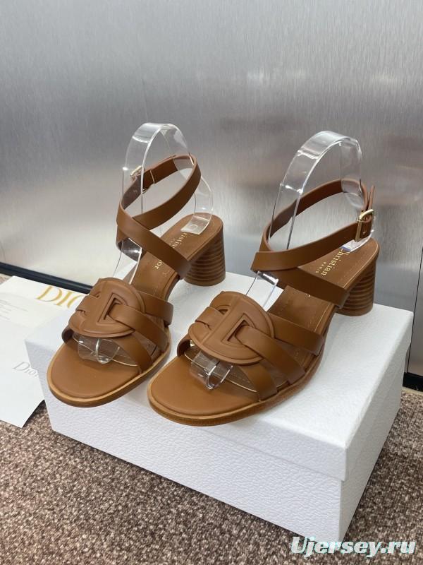 Dior D-Club Jelly Color Hollow Layered Cross Strap Mid Heel Women Shoes - KFY00290