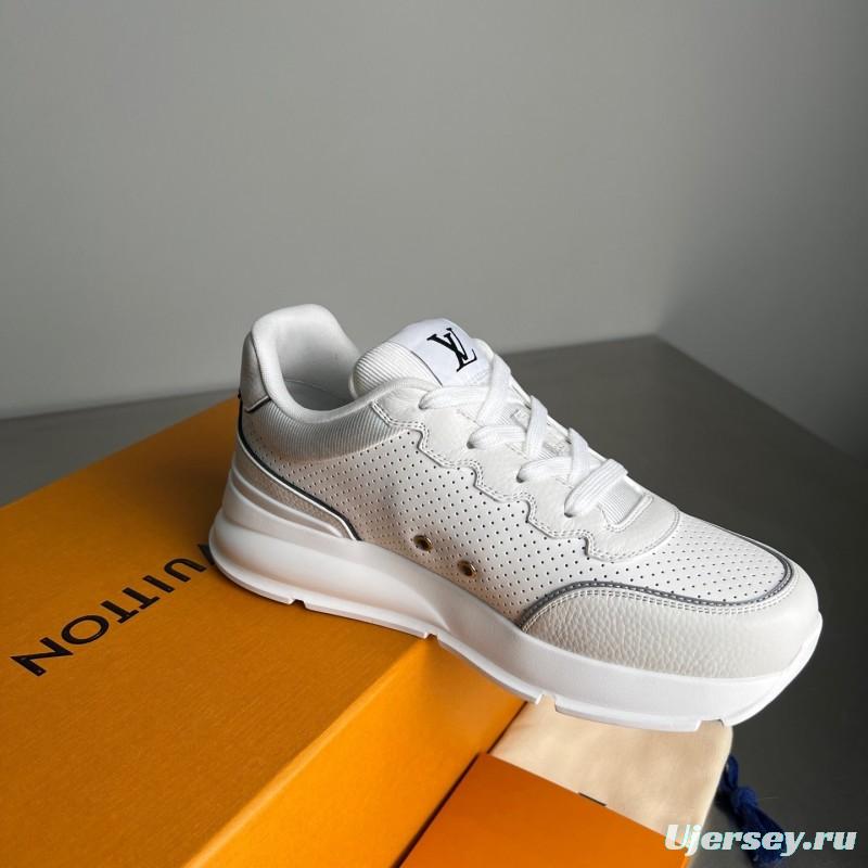 Lv Classic Leather Round Toe Lace-Up Low Top Casual Shoes - YC
