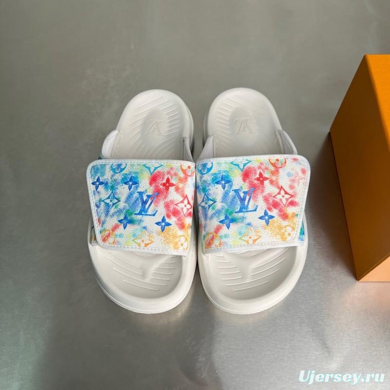 Louis Vuitton Miami Mule Slip-On Sandals with Velcro Strap - YC