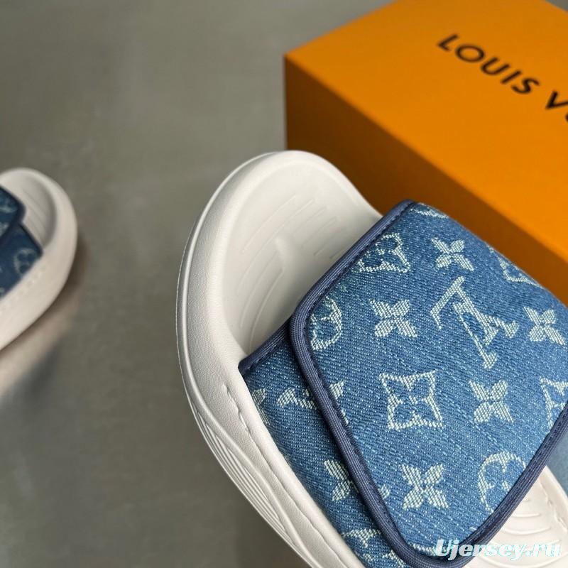 Louis Vuitton Miami Mule Slip-On Sandals with Hook-and-Loop Fastener - YC