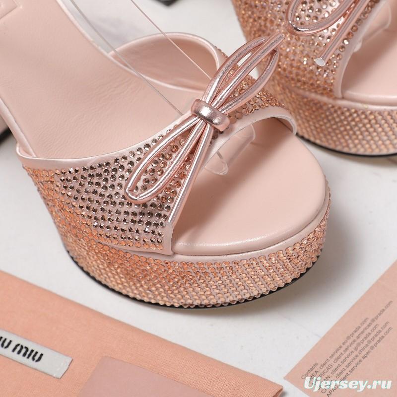 MIUMIU Bling Swarovski Crystal Sandals with 11.5cm Heel - KFY00340