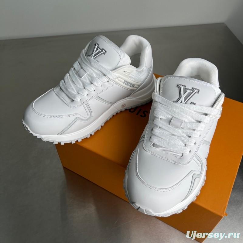 Lv Leather Round Toe Lace-Up Flat Low Top Casual Lifestyle Shoes - YC