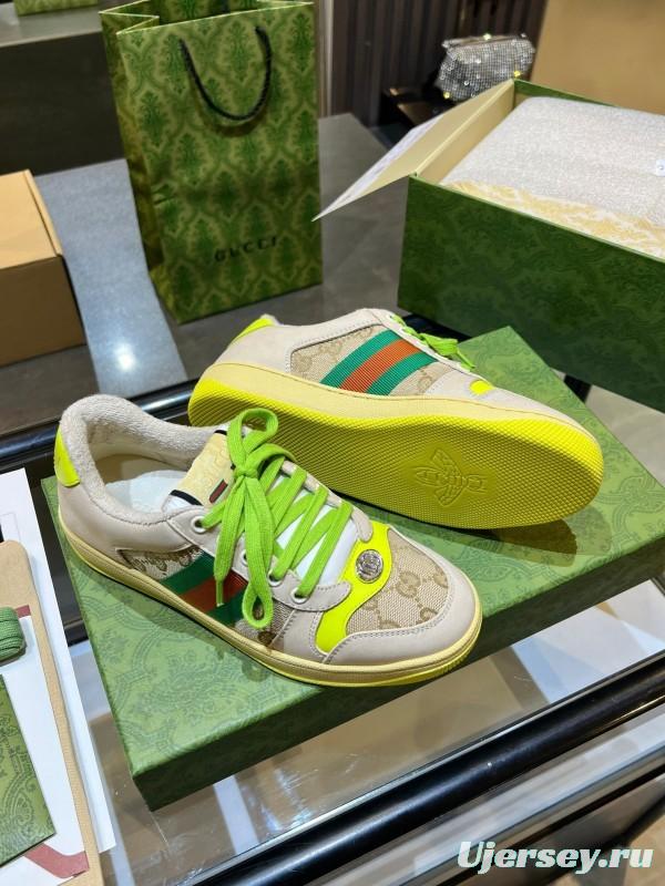 Gucci Distressed Sneakers 2025 SS Retro Design with Metal GG Logo - AS00270