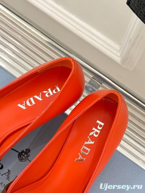 PRADA 2025/SS Catwalk Pointed Toe Kitten Heel Single Shoes - KFY00310