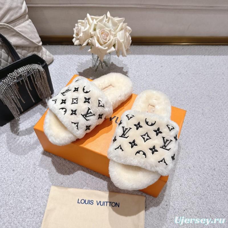 Lv 2025/ss Wool Lazy Slippers - LY00240