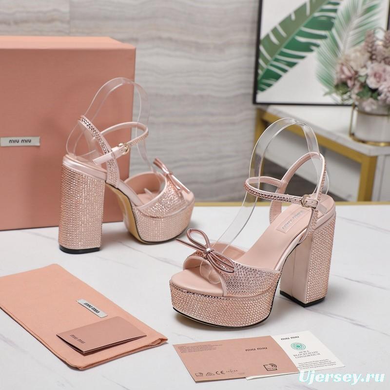 MIUMIU Bling Swarovski Crystal Sandals with 11.5cm Heel - KFY00340