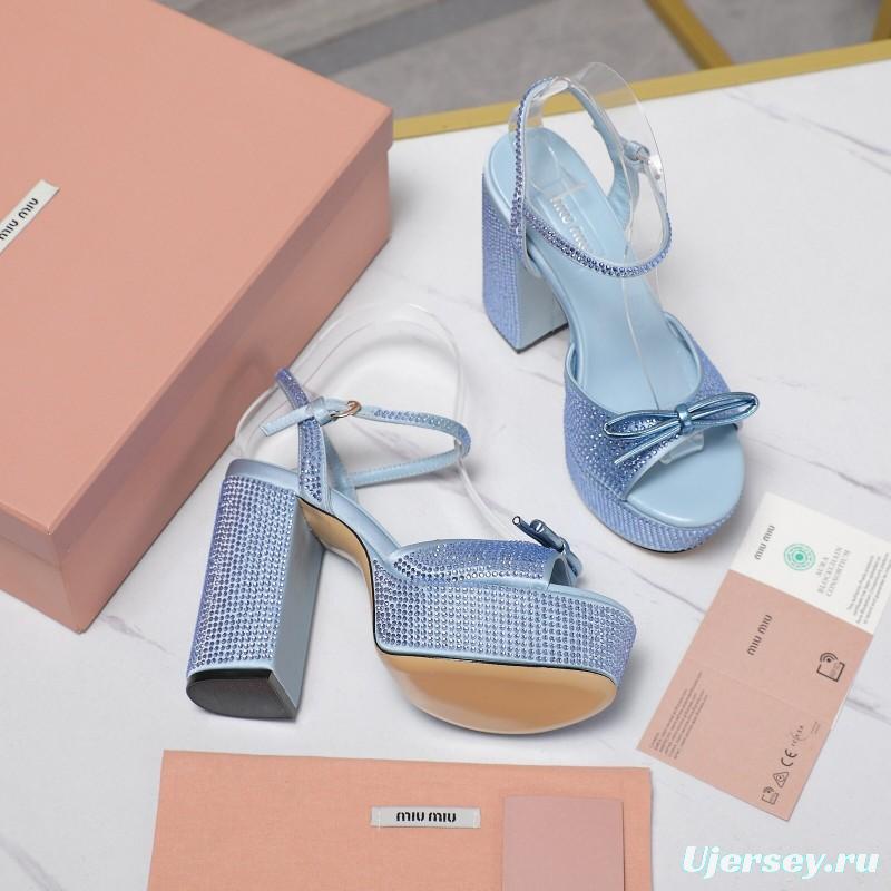 MIUMIU Bling Bling Swarovski Crystal Sandals with 11.5cm Heel - KFY00340