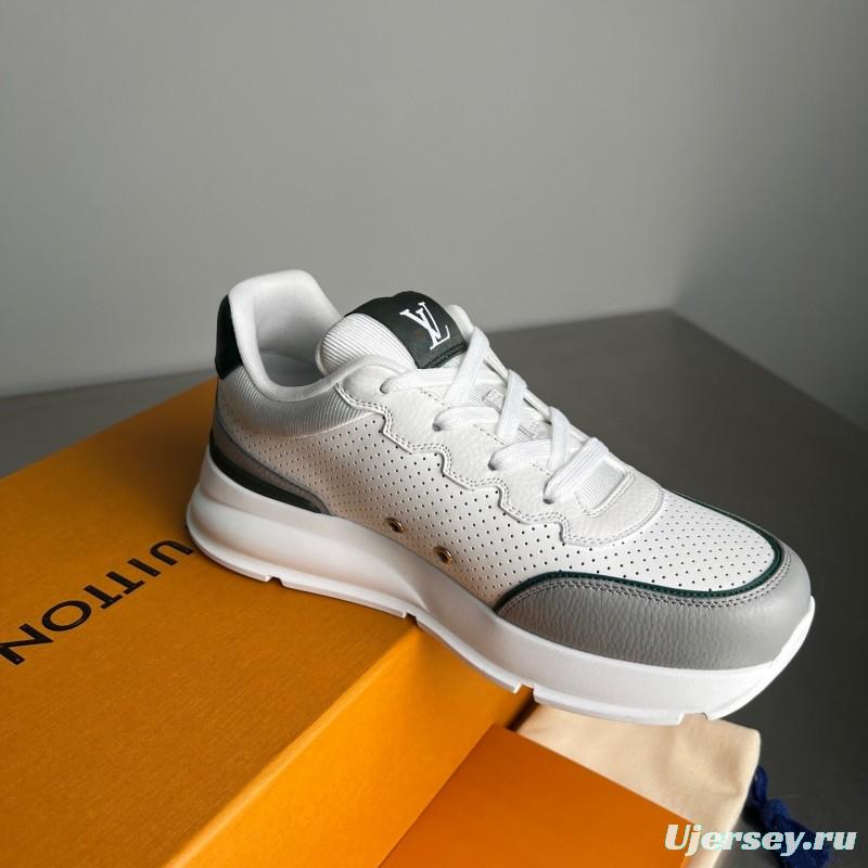 Lv Classic Leather Round Toe Lace-Up Low Top Casual Shoes - YC