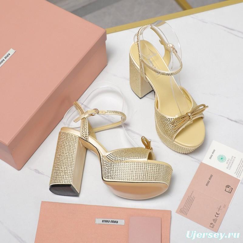 MIUMIU Bling Bling Swarovski Crystal Sandals with 11.5cm Heel - KFY00340