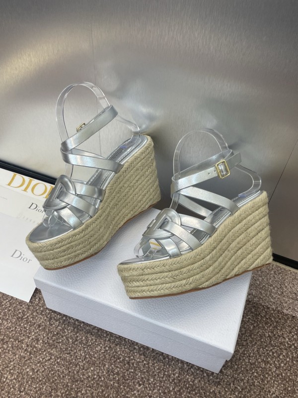 Dior D-Club Jelly Color Hollow Layered Cross Strap Platform High Heel Women's Shoes - KFY00290
