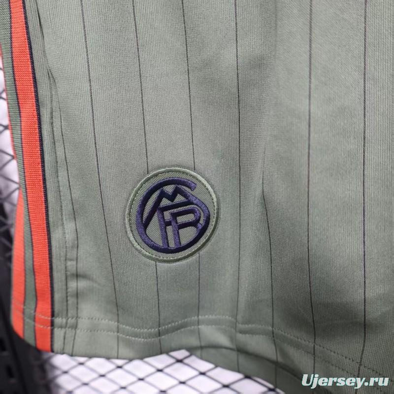 Player Version 25/26 Bayern Munich Olive Green with Orange Side Stripes Shorts