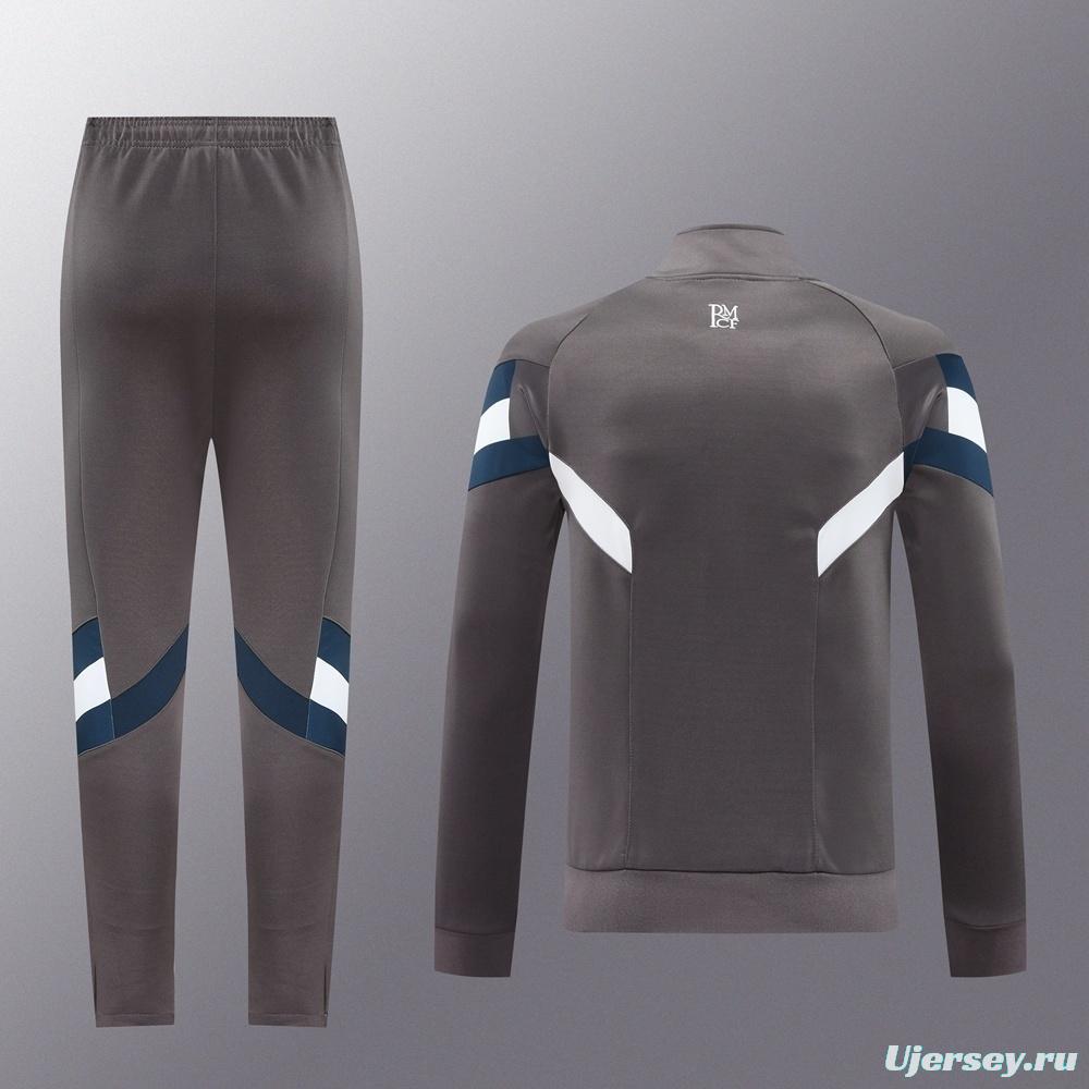 25/26 Real Madrid Light Grey Full Zipper Jacket+Long Pants
