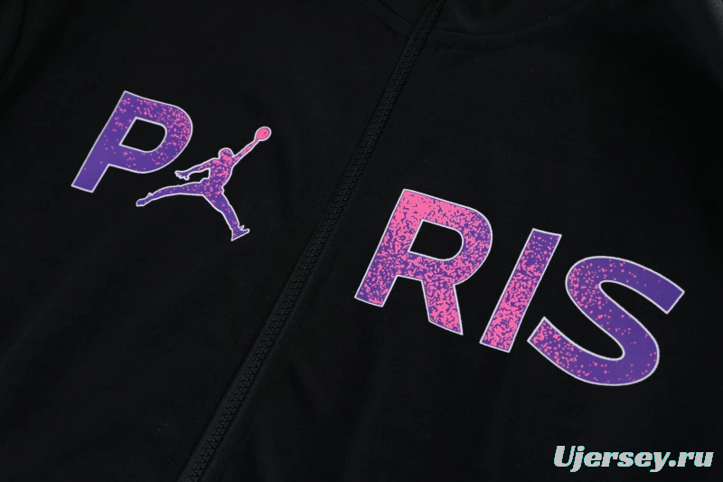 2025 Air Jordan Jumpman Black Purple Hoodie Full Zipper Jacket+Long Pants