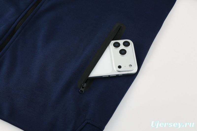 25/26 Barcelona 01 Royal Blue Hoodie Full Zipper Jacket+Long Pants