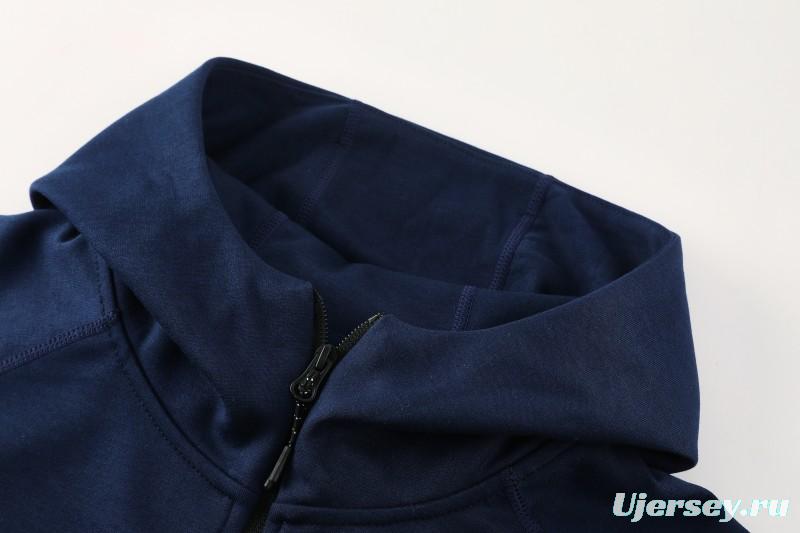 25/26 Barcelona 01 Royal Blue Hoodie Full Zipper Jacket+Long Pants