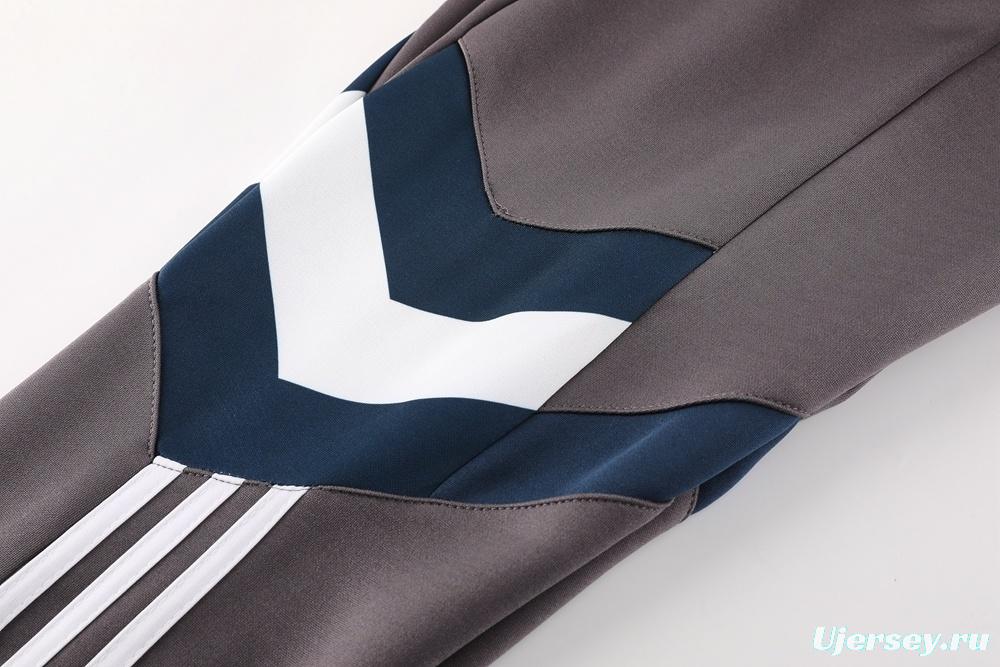 25/26 Real Madrid Light Grey Full Zipper Jacket+Long Pants