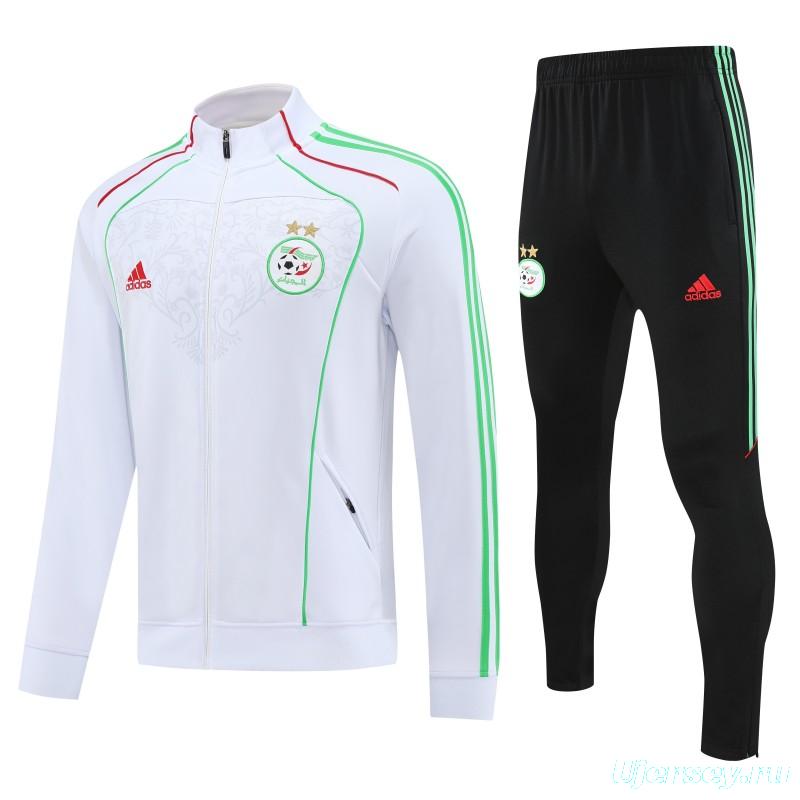 2026 Algeria White with Green and Red Stripes FULL Zipper Jacket Tracksuit +Long Pants