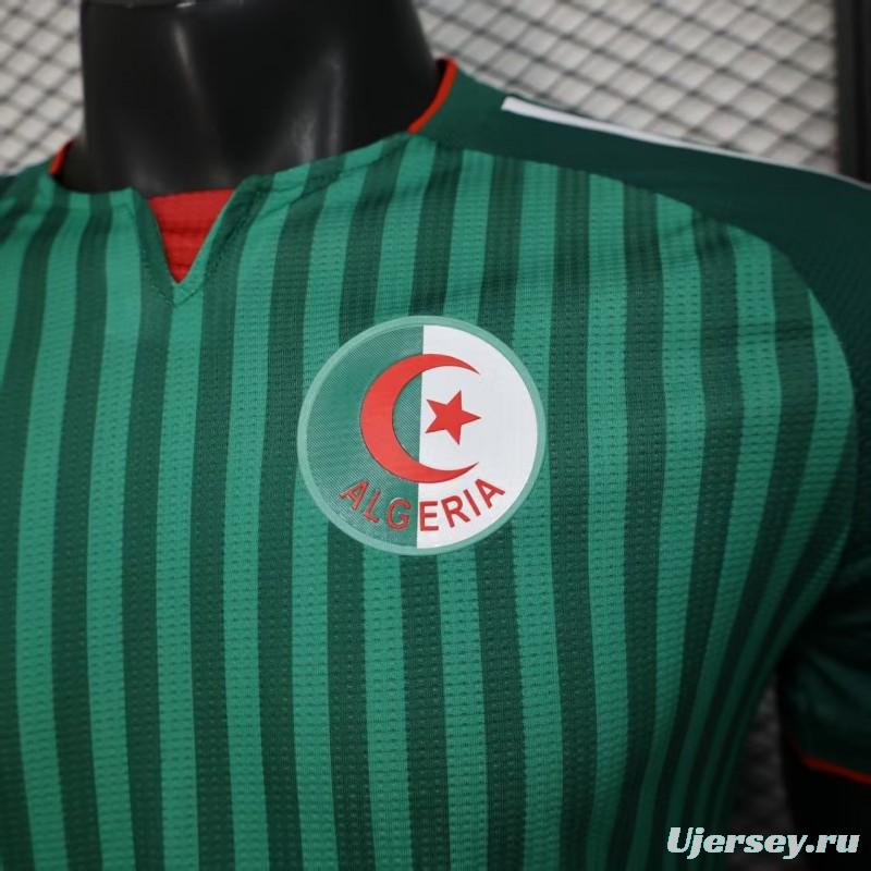 Player Version 2026 Algeria Home Green with Vertical Stripe Pattern Jersey