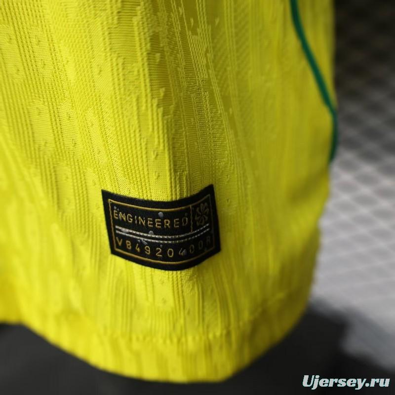 Player Version 2026 Brazil Home Yellow with Vertical Stripe Pattern Jersey