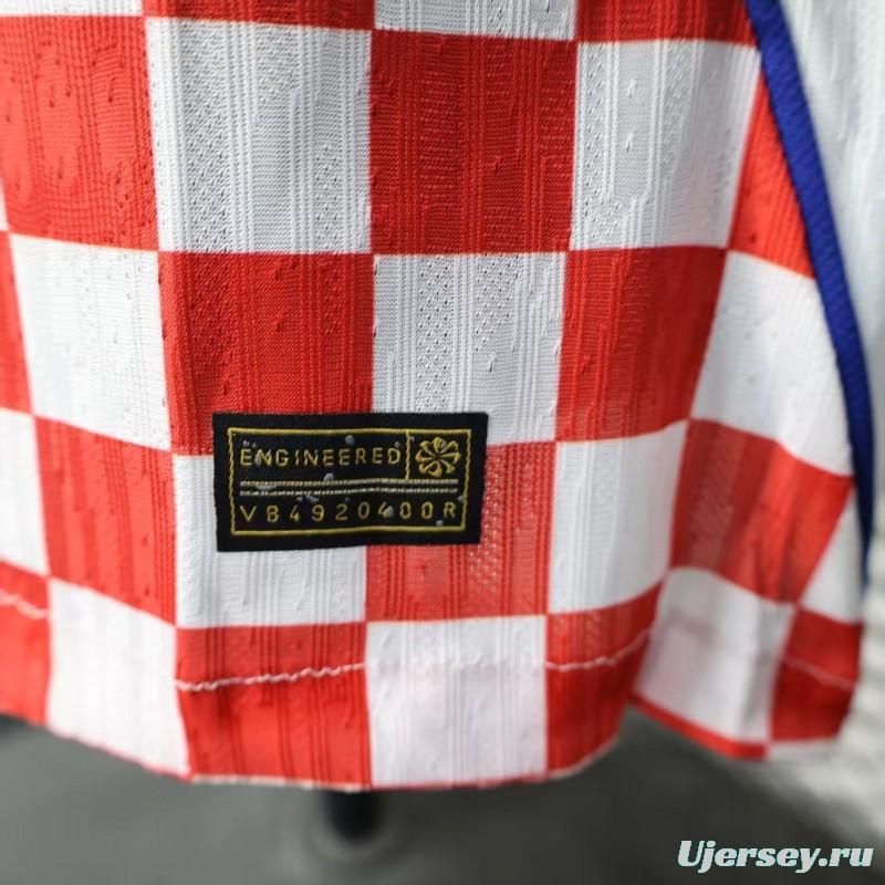 Player Version 2026 Croatia Home Red and White with Checkerboard Pattern Jersey