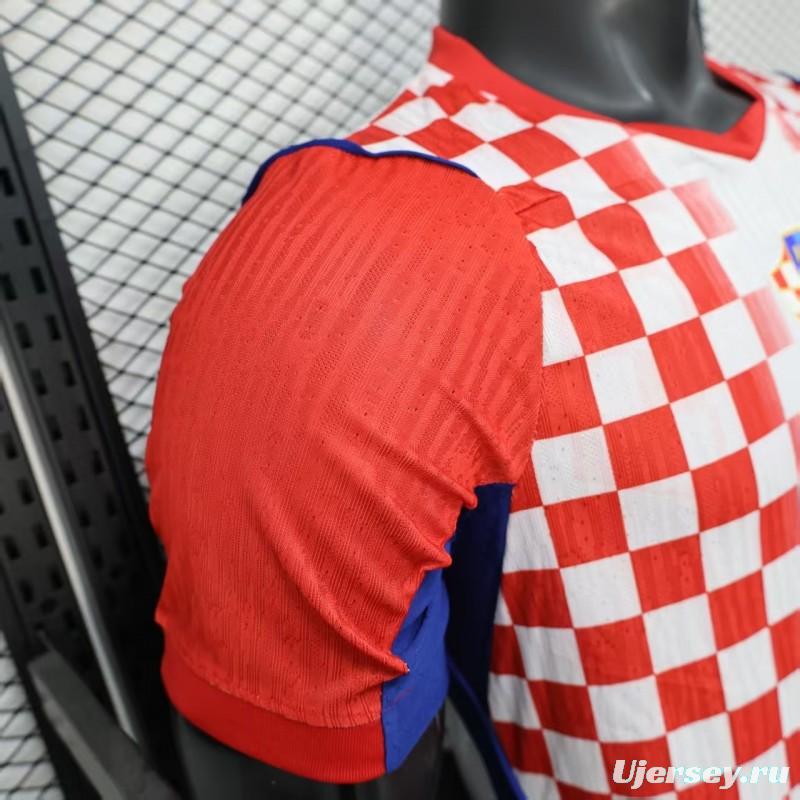 Player Version 2026 Croatia Home Red and White with Checkerboard Pattern Jersey