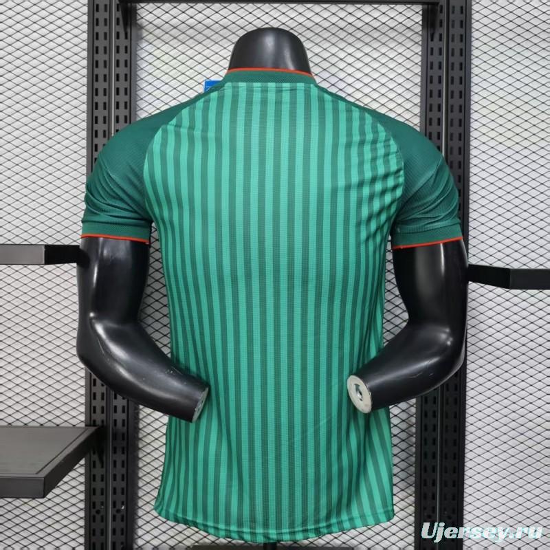 Player Version 2026 Algeria Home Green with Vertical Stripe Pattern Jersey
