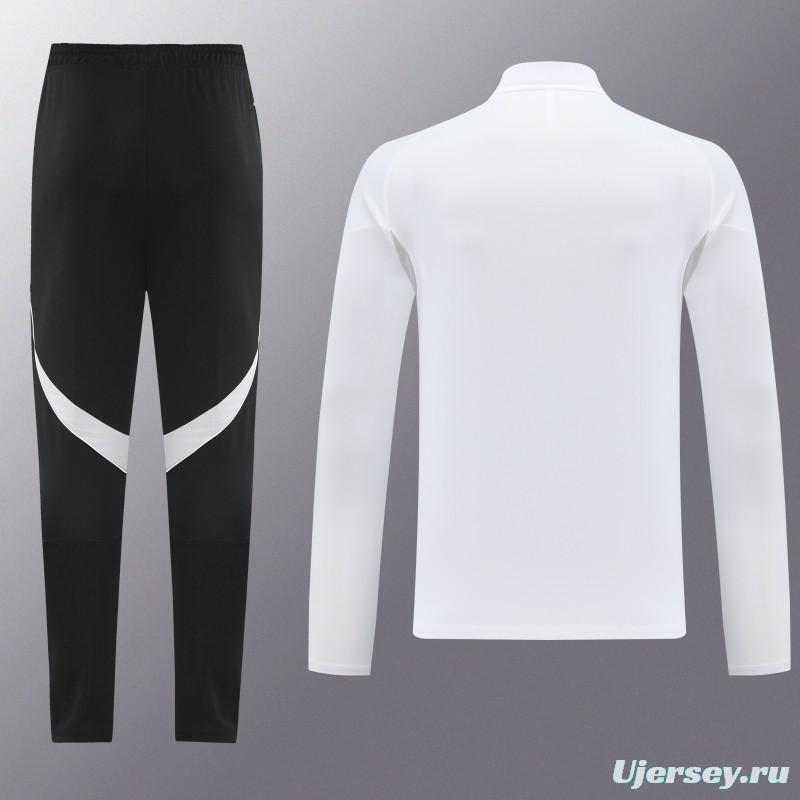 25/26  Adidas White Full zipper Jacket Tracksuit+ long pants