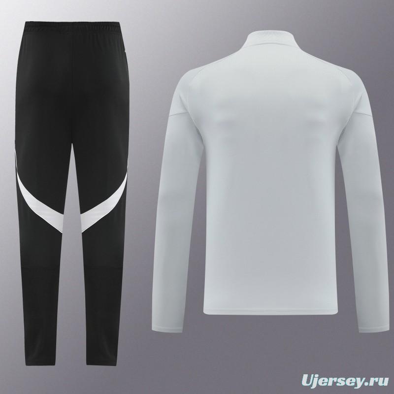 25/26  Adidas Light Grey Full zipper Jacket Tracksuit+ long pants