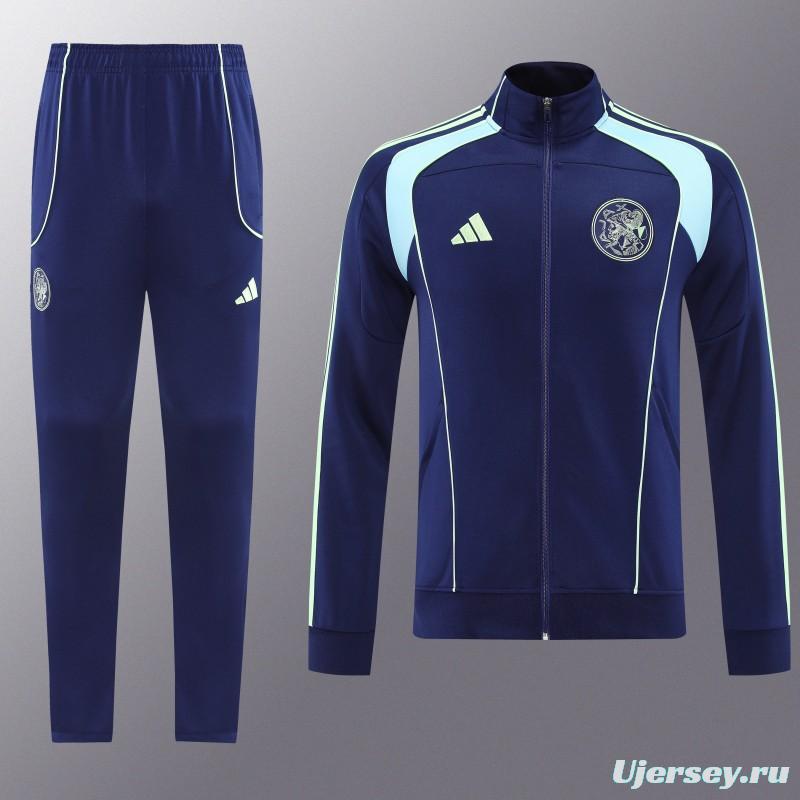 25/26 Ajax Amsterdam Navy Blue Full zipper Jacket Tracksuit+ long pants