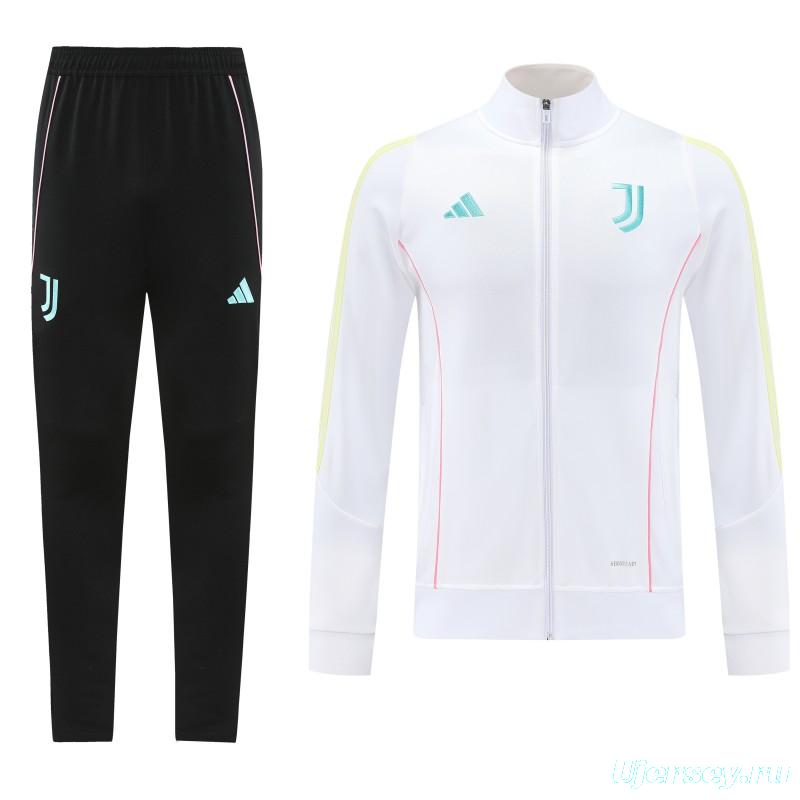 25/26  Juventus White  Full zipper Jacket Tracksuit+ long pants
