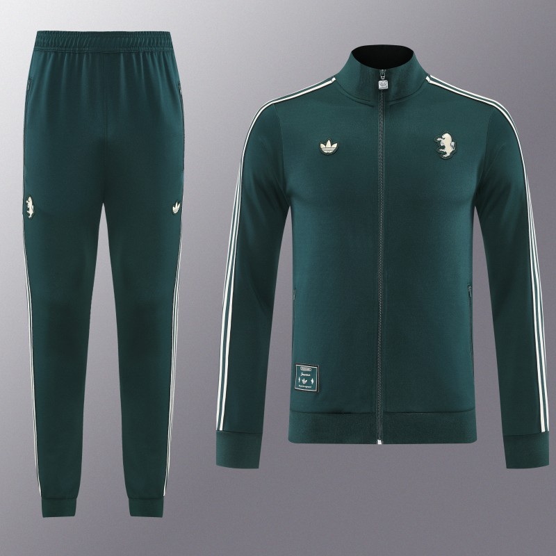 25/26  Juventus Retro Dark Green  Full zipper Jacket Tracksuit+ long pants