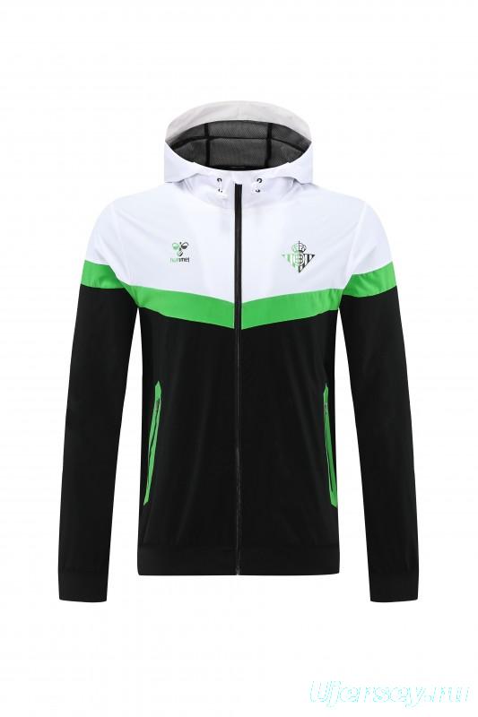 25/26 Real Betis White Black Green  Full zipper Jacket Tracksuit+ long pants