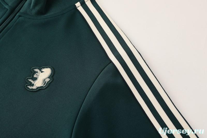 25/26  Juventus Retro Dark Green  Full zipper Jacket Tracksuit+ long pants