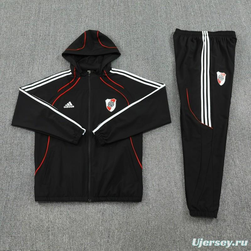 25/26 River Plate Black Full zipper Jacket Tracksuit+ long pants