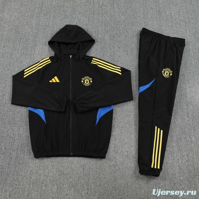 25/26 Manchester United Black Full zipper Jacket Tracksuit+ long pants