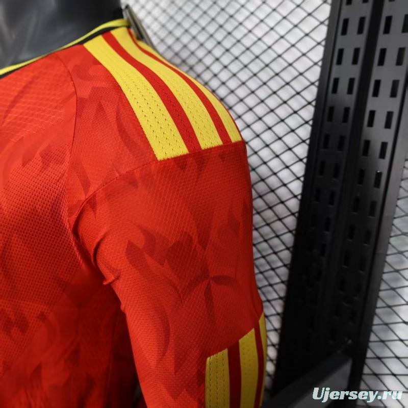 Player Version 2026 Belgium Home Red Long Sleeve Jersey