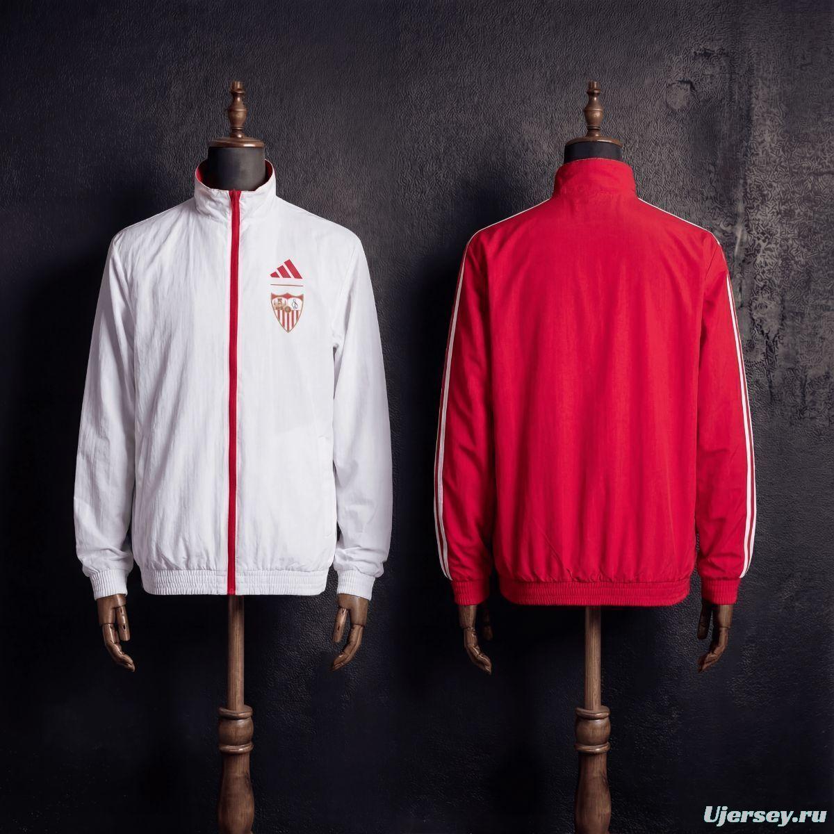 2026 Sevilla FC Red And White Reversible Full Zipper Jacket