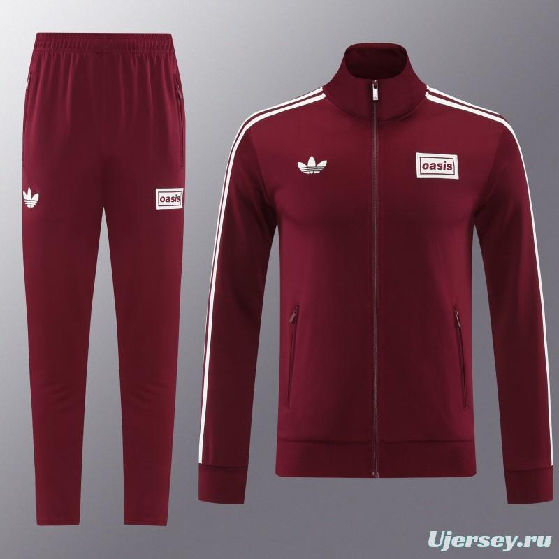 2026 Adidas x OASIS Wine Full Zipper Jacket + Long Pants